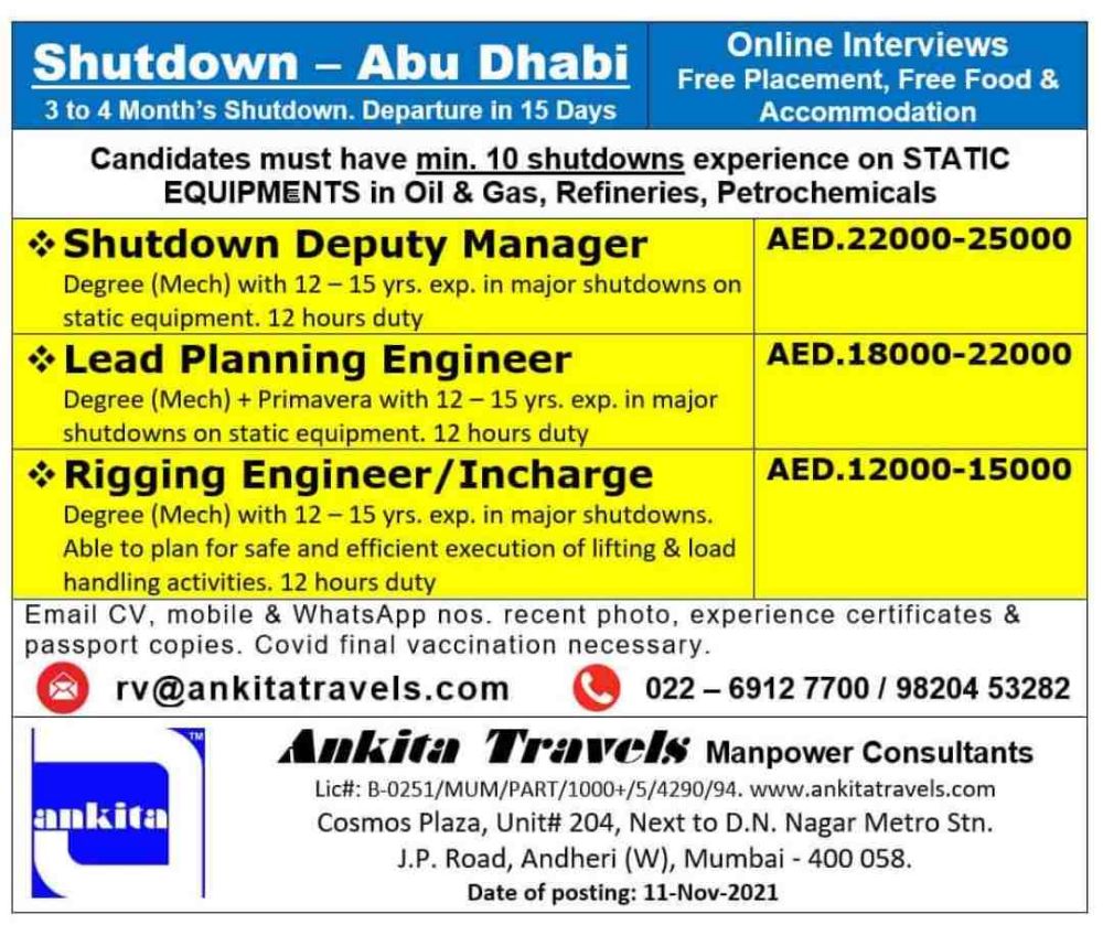 shutdown project in Abu Dhabi.