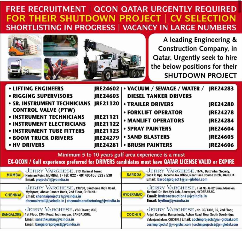 Free Requirement Qcon shutdown in Qatar.