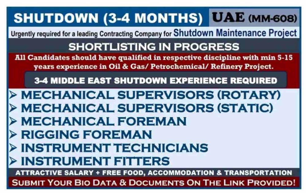 Shutdown project in UAE.