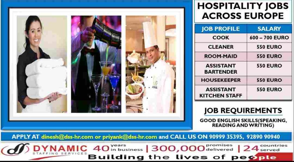 Requirement for hospitality job in Europe.