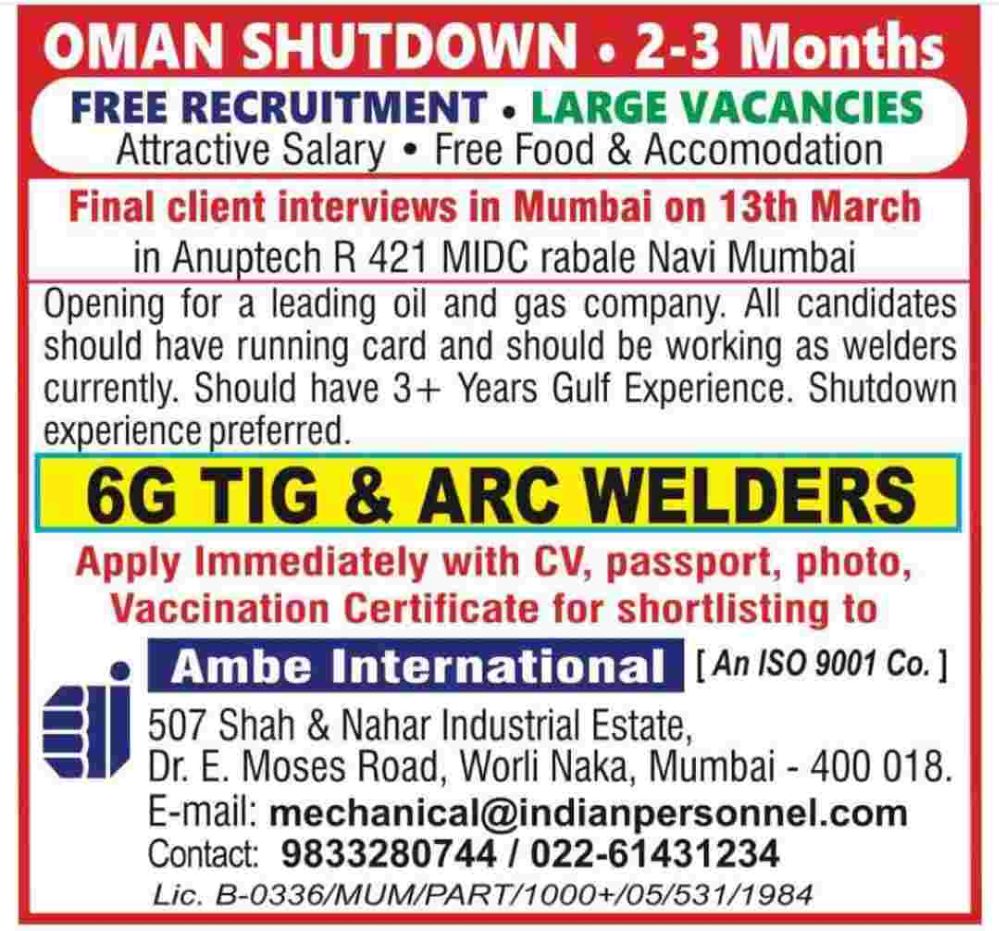 shutdown Jobs in Oman.
