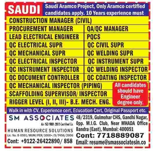 Requirement for Saudi Arab in Aramco project.￼