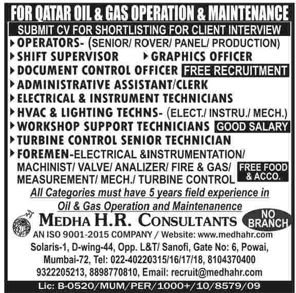 Job in Qatar maintenance project.